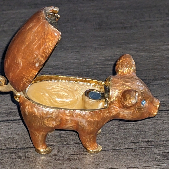 Monet Pink Colored Enamel and  Blue and Pink Stone Ring Holder - Picture 3 of 8